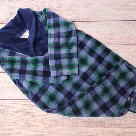 First Impressions Plaid Velour Long Romper - Picture 1 of 4